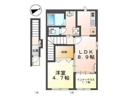 プラン デスポワール(1LDK/2階)の間取り写真