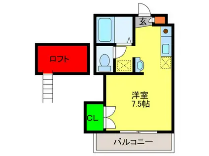 ハイツ片江(ワンルーム/1階)の間取り写真