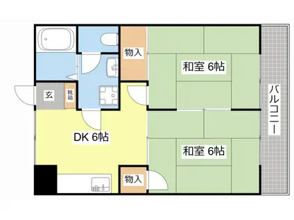 アコ―シャル・ドゥのとがわ(2DK/2階)の間取り写真