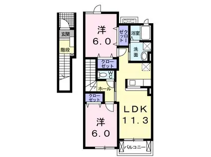 エバーフィールドI(2LDK/2階)の間取り写真