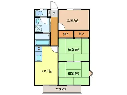 虹ヶ丘ハイツ(3DK/2階)の間取り写真