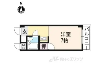 ジュネス深草(1K/1階)の間取り写真