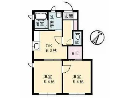 イデアルメゾンA棟(2DK/1階)の間取り写真