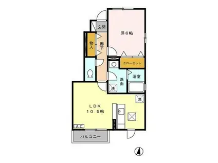 ロイヤルタウン染地台C(1LDK/1階)の間取り写真
