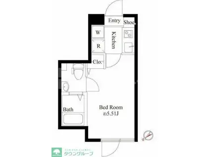 ブランノワール一之江(1K/3階)の間取り写真