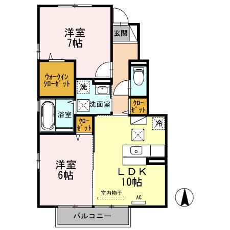 アビイ・ロード(2LDK/1階)の間取り写真