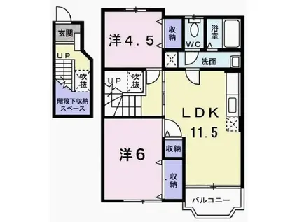 シエルアンフィニ(2LDK/2階)の間取り写真