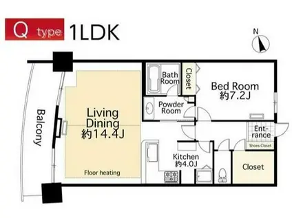 大崎 タワーマンション 高層階 眺望良好  1LDK(1LDK/26階)の間取り写真