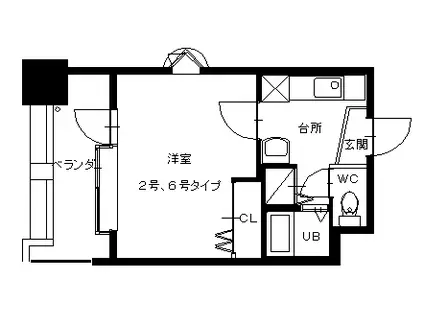 ニューサンリバー8番館(1K/9階)の間取り写真