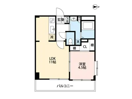 熊本駅南マンション(1LDK/3階)の間取り写真