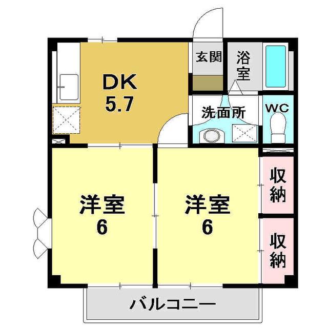 メゾンリーヴM・K(2DK/1階)の間取り写真