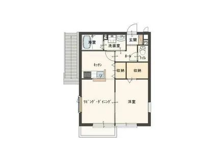 リヴェールハイツA(1LDK/1階)の間取り写真