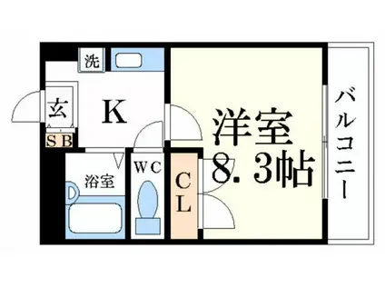 リッチウォーク市役所前(1K/2階)の間取り写真
