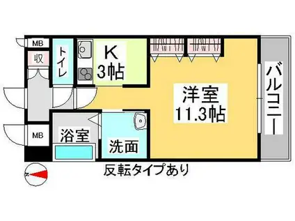 クレストシティ中井町(1K/8階)の間取り写真