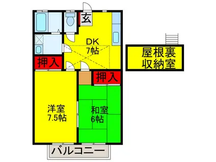 グランデ伊藤Ⅱ(2DK/2階)の間取り写真
