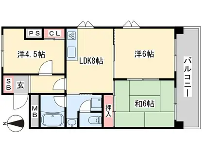 ひかりマンション(3DK/6階)の間取り写真