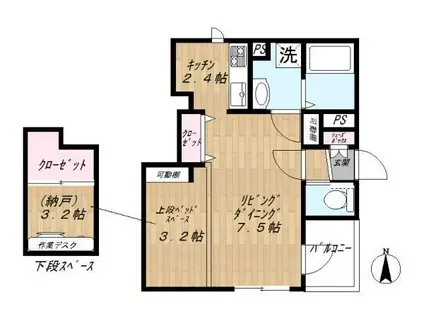 N.FLAT(ワンルーム/3階)の間取り写真