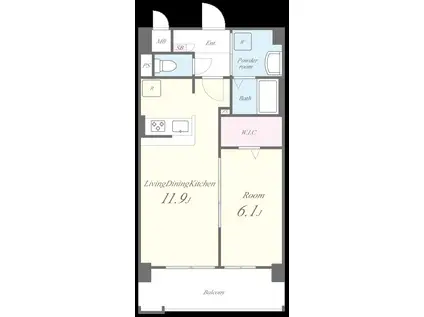 ALLIES MEADOW(1LDK/4階)の間取り写真