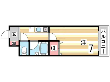 オプティー岡本山手(1K/3階)の間取り写真