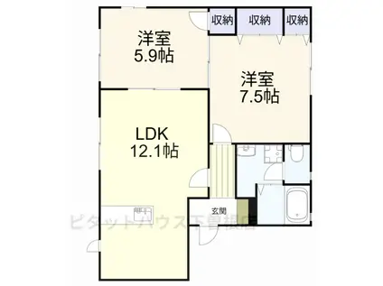 オー・ボアパティールII(2LDK/1階)の間取り写真