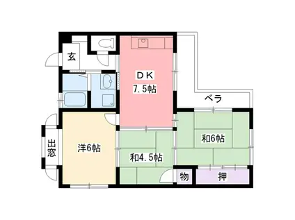 暁マンション(3DK/1階)の間取り写真