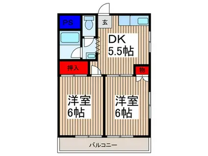 シャトール上青木(2DK/4階)の間取り写真
