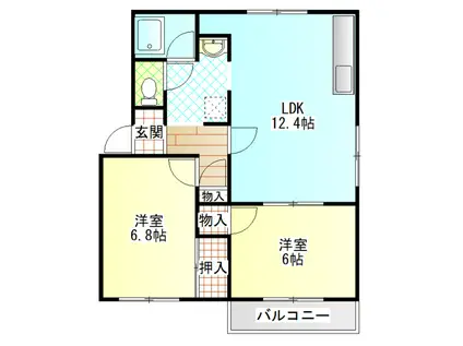 タウンホーム酒匂(2LDK/2階)の間取り写真