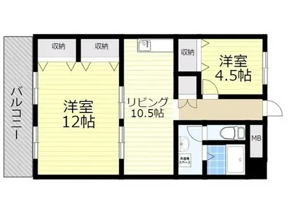 アメニティ21南大分(2LDK/9階)の間取り写真
