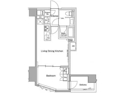 ザ・パークハビオ三軒茶屋(1LDK/3階)の間取り写真
