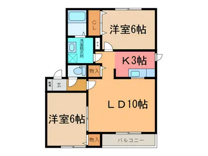 セジュール新緑I(2LDK/1階)の間取り写真