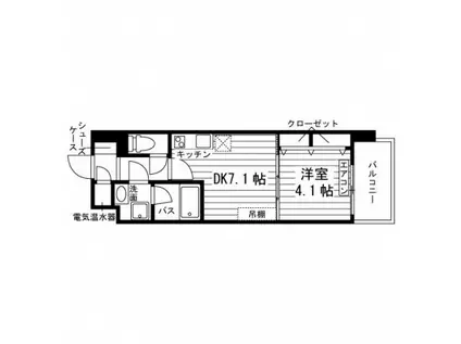レスペデザ原町(1DK/7階)の間取り写真