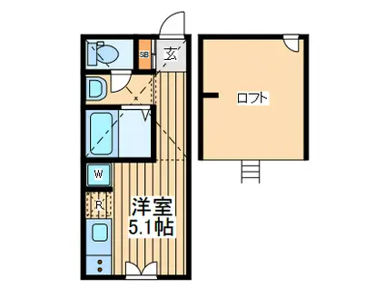 ラスカサス岸谷(ワンルーム/1階)の間取り写真