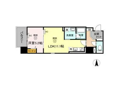 TWIN TOWERS SELINA(1LDK/3階)の間取り写真