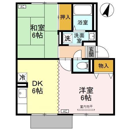 ニフティ今泉(2DK/1階)の間取り写真