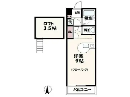 コートサンカーラ(ワンルーム/2階)の間取り写真