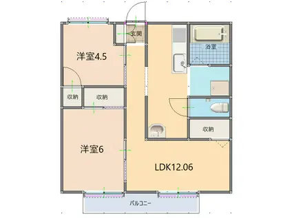 光陽台弐番館(3DK/1階)の間取り写真