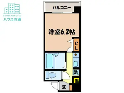 グランピアマンション長崎(1K/9階)の間取り写真