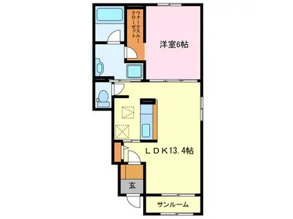 グレイスK 楠 A(1LDK/1階)の間取り写真