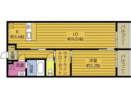 REGINA勢家(1LDK/3階)の間取り写真