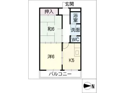 サンコーポヤトミ(2K/1階)の間取り写真