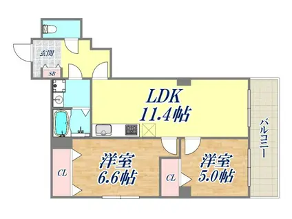 ライオンズマンション神戸(2LDK/4階)の間取り写真