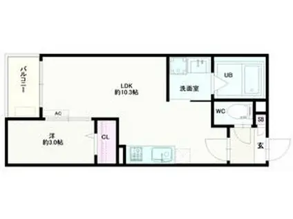 JACK ODAKAIII(1LDK/3階)の間取り写真