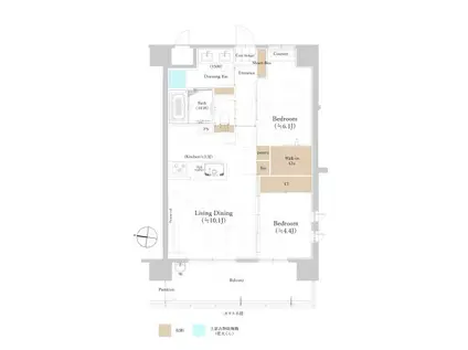 ウメキタテラス(2LDK/7階)の間取り写真