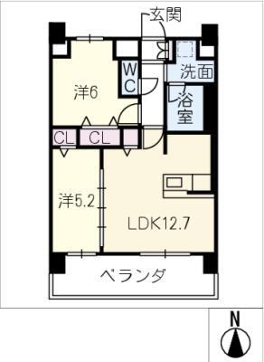 セイワパレス吹上公園(2LDK/7階)の間取り写真