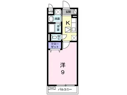 ボヌールアヴニールII(1K/1階)の間取り写真