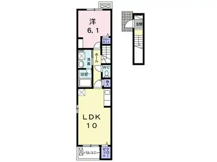 ステーションハウスK(1LDK/2階)の間取り写真