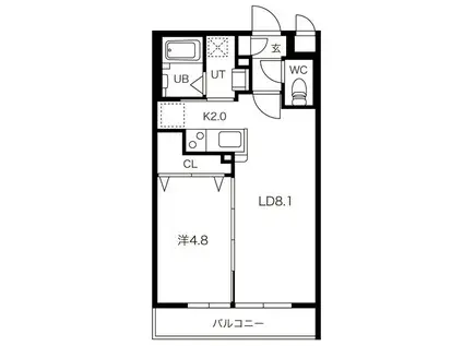 RITZ GRANDE N19(1LDK/2階)の間取り写真