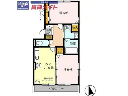 シュロス作右衛門(2DK/2階)の間取り写真