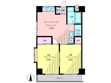 第2清和マンション(2DK/3階)の間取り写真