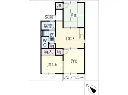 メゾンルミエールA・B棟(3DK/2階)の間取り写真